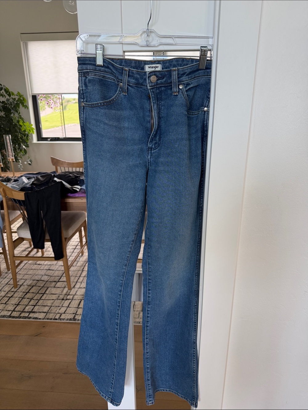 Wrangler Women's Flared Wide-Leg Jeans - Medium Blue Denim
